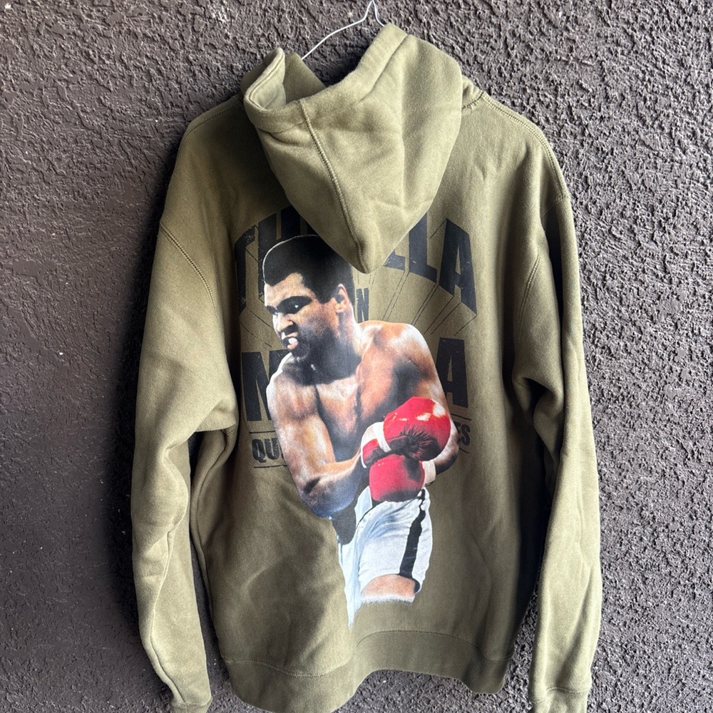 Shoe Palace x Muhammad Ali Pullover Hoodie Olive Green Men's Size L.